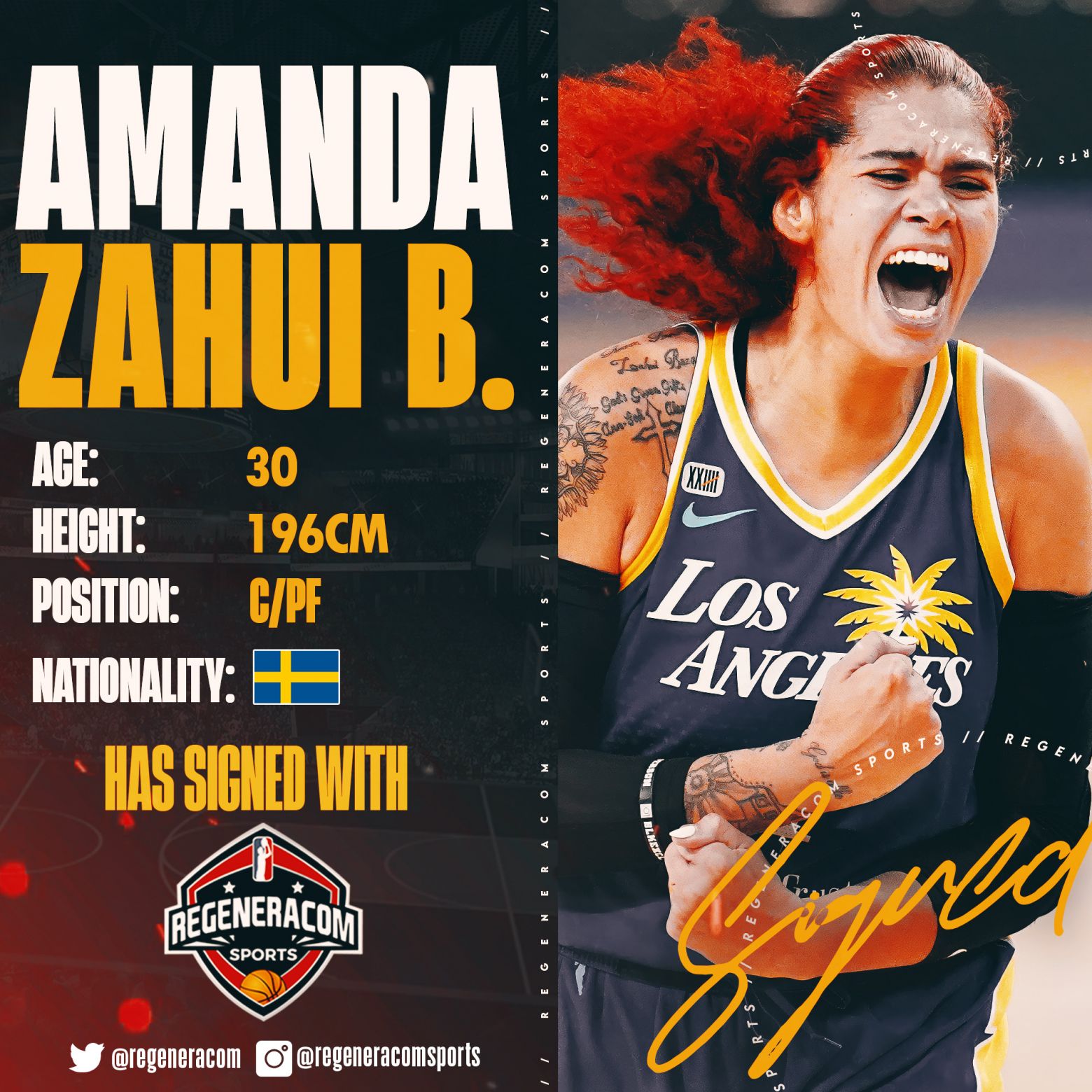 Amanda Zahui B. has signed with Regeneracom Sports