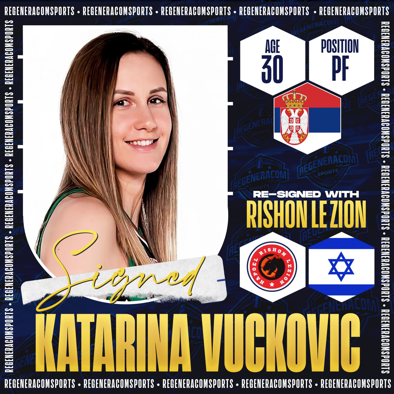 Katarina Vuckovic has re-signed with Rishon LeZion for the 2024/25 season